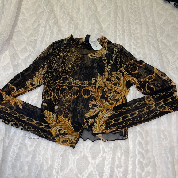 NWT see through chain long sleeve top size small - Picture 1 of 7